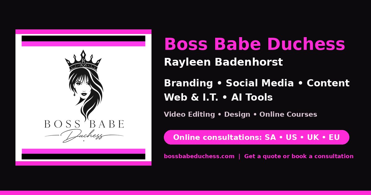 Book a consultation with Rayleen Badenhorst - Boss Babe Duchess